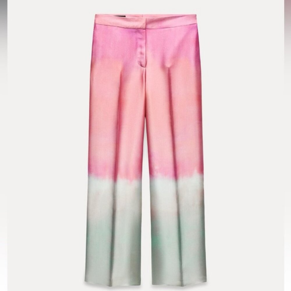 ZARA TIE DYE PRINT WIDE LEG PANTS